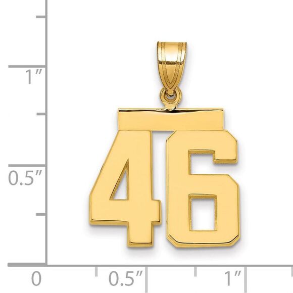 14k Yellow Gold, Athletic Collection Medium Polished Number 46 Pendant - Picture 2 of 3